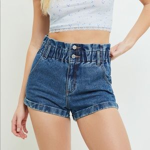 PacSun Alex Blue Paperbag Denim Mom Shorts